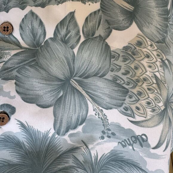 Vintage Trader Bay Hawaiian Shirt Blue & White Aloha Shirt Adult Mens L Soft 90s - Picture 8 of 16